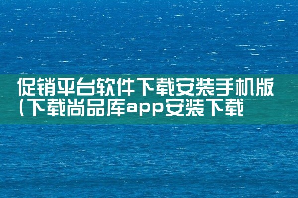 促销平台软件下载安装手机版