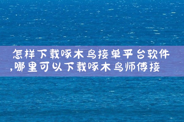 怎样下载啄木鸟接单平台软件